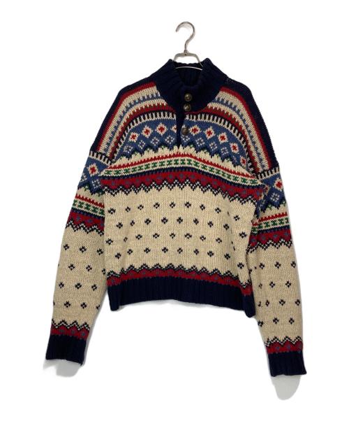 POLO RALPH LAUREN（ポロ・ラルフローレン）POLO RALPH LAUREN (ポロ・ラルフローレン) 90'sシルクリネン混コンチョボタンノルディックセーター ベージュ サイズ:Lの古着・服飾アイテム