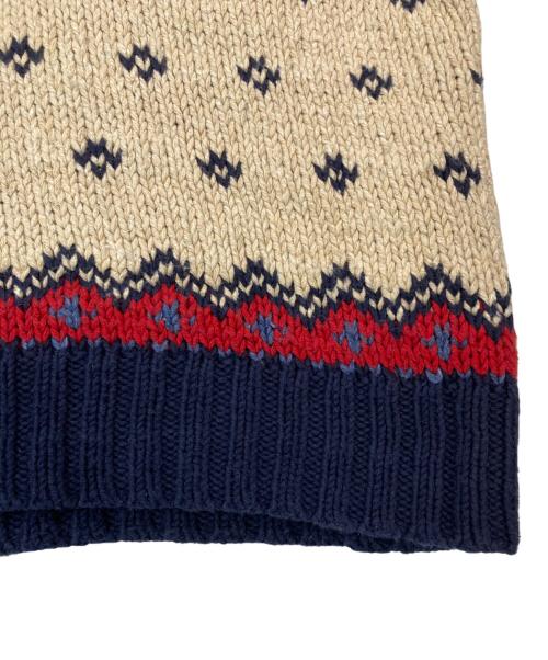 POLO RALPH LAUREN（ポロ・ラルフローレン）POLO RALPH LAUREN (ポロ・ラルフローレン) 90'sシルクリネン混コンチョボタンノルディックセーター ベージュ サイズ:Lの古着・服飾アイテム