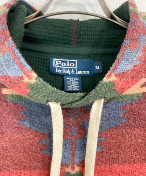 POLO RALPH LAUREN（ポロ・ラルフローレン）POLO RALPH LAUREN (ポロ・ラルフローレン) 90'sネイティブ柄裏地サーマルプルオーバーパーカー レッド サイズ:Ｍの古着・服飾アイテム