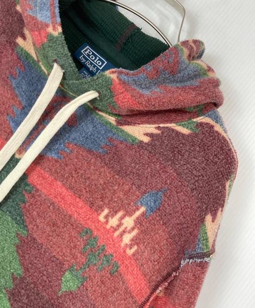 POLO RALPH LAUREN（ポロ・ラルフローレン）POLO RALPH LAUREN (ポロ・ラルフローレン) 90'sネイティブ柄裏地サーマルプルオーバーパーカー レッド サイズ:Ｍの古着・服飾アイテム