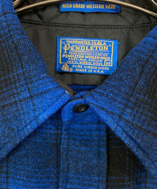 PENDLETON（ペンドルトン）PENDLETON (ペンドルトン) 70~80'sオンブレチェックウールウエスタンシャツ ブルー サイズ:Ⅿの古着・服飾アイテム