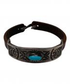 LFC×Tsosie Whiteエルエフシー×ツォシー ホワイト）の古着「レザー×ターコイズシルバーバングル」｜ブラウン