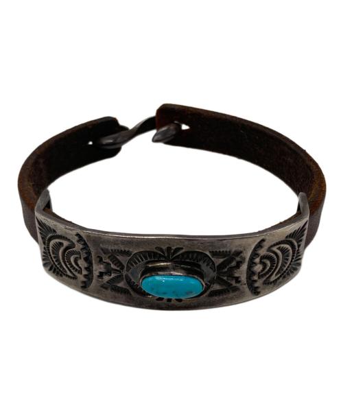 LFC（エルエフシー）LFC (エルエフシー) Tsosie White (ツォシー ホワイト) レザー×ターコイズシルバーバングル ブラウンの古着・服飾アイテム