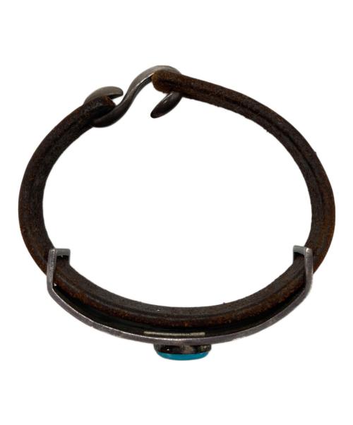 LFC（エルエフシー）LFC (エルエフシー) Tsosie White (ツォシー ホワイト) レザー×ターコイズシルバーバングル ブラウンの古着・服飾アイテム