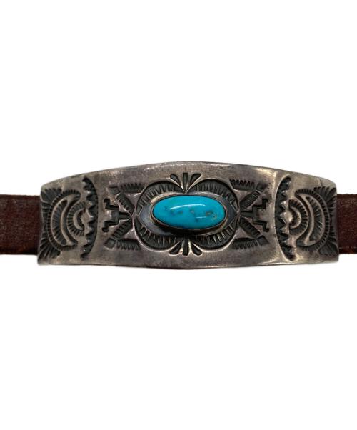 LFC（エルエフシー）LFC (エルエフシー) Tsosie White (ツォシー ホワイト) レザー×ターコイズシルバーバングル ブラウンの古着・服飾アイテム