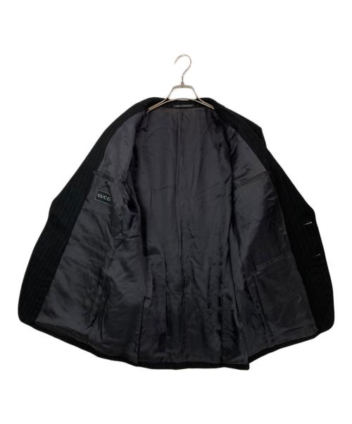 GUCCI（グッチ）GUCCI (グッチ) ウールストライプセットアップスーツ ブラック サイズ:50/48の古着・服飾アイテム