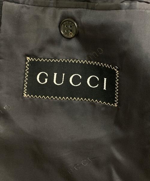 GUCCI（グッチ）GUCCI (グッチ) ウールストライプセットアップスーツ ブラック サイズ:50/48の古着・服飾アイテム