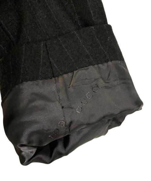 GUCCI（グッチ）GUCCI (グッチ) ウールストライプセットアップスーツ ブラック サイズ:50/48の古着・服飾アイテム