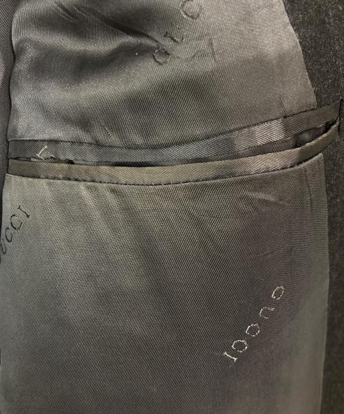 GUCCI（グッチ）GUCCI (グッチ) ウールストライプセットアップスーツ ブラック サイズ:50/48の古着・服飾アイテム