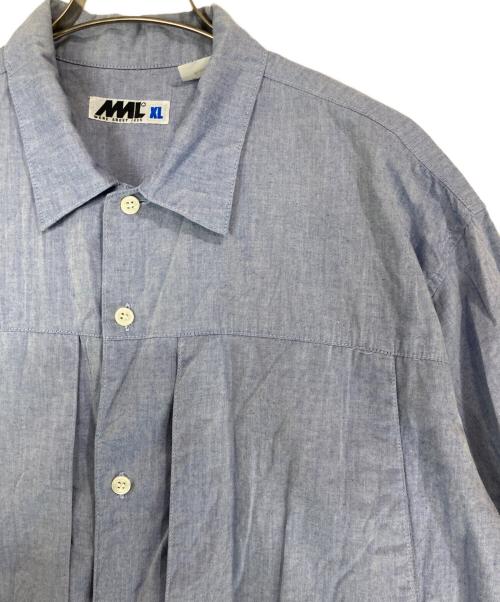 MORE ABOUT LESS（モアアバウトレス）MORE ABOUT LESS (モアアバウトレス) フロントジップポケットシャツ ブルー サイズ:XLの古着・服飾アイテム