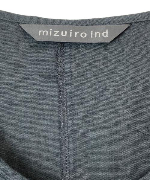 mizuiro-ind（ミズイロインド）mizuiro-ind (ミズイロインド) コットンリネンAライン半袖ワンピース ブラック サイズ:Freeの古着・服飾アイテム