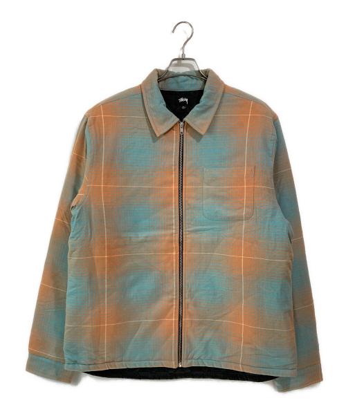 stussy（ステューシー）stussy (ステューシー) Zip Up Plaid Shirt Jacket ブルー×オレンジ サイズ:XLの古着・服飾アイテム