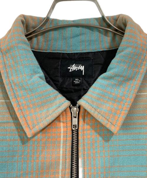 stussy（ステューシー）stussy (ステューシー) Zip Up Plaid Shirt Jacket ブルー×オレンジ サイズ:XLの古着・服飾アイテム