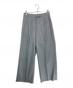 TOMORROW LAND collectionトゥモローランドコレクション）の古着「シャイニーシャーク センタープレスワイドパンツ」｜ブルー