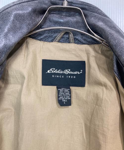 Eddie Bauer（エディーバウアー）Eddie Bauer (エディーバウアー) シングルレザージャケット ブラック サイズ:Lの古着・服飾アイテム