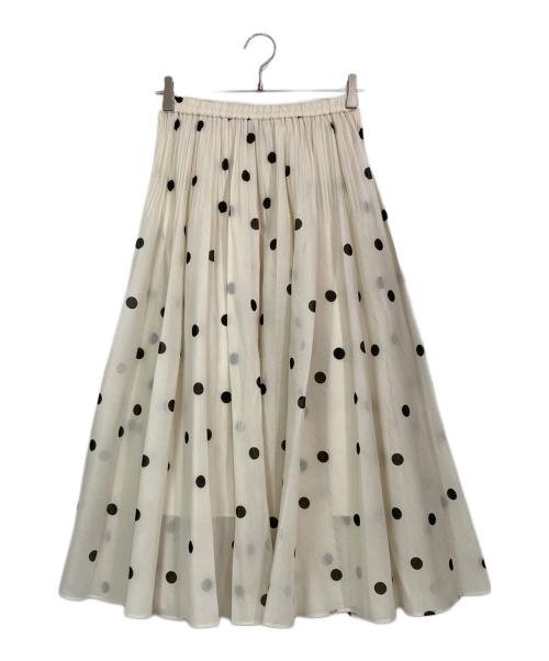 UNITED ARROWS（ユナイテッドアローズ）UNITED ARROWS (ユナイテッドアローズ) オーガンジー プリント プリーツスカート ホワイト サイズ:FREEの古着・服飾アイテム