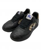 BURBERRYバーバリー）の古着「レザー＆チェック テラススニーカー」｜ブラック/サンド