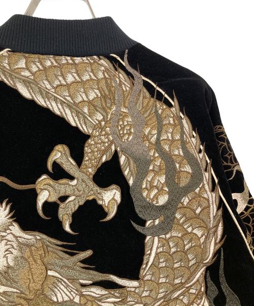 絡繰魂 粋（カラクリダマシイ）絡繰魂 粋 (カラクリダマシイ) 伏龍別珍スカジャン ブラック サイズ:Lの古着・服飾アイテム