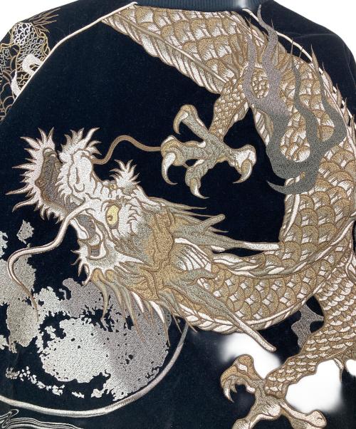 絡繰魂 粋（カラクリダマシイ）絡繰魂 粋 (カラクリダマシイ) 伏龍別珍スカジャン ブラック サイズ:Lの古着・服飾アイテム