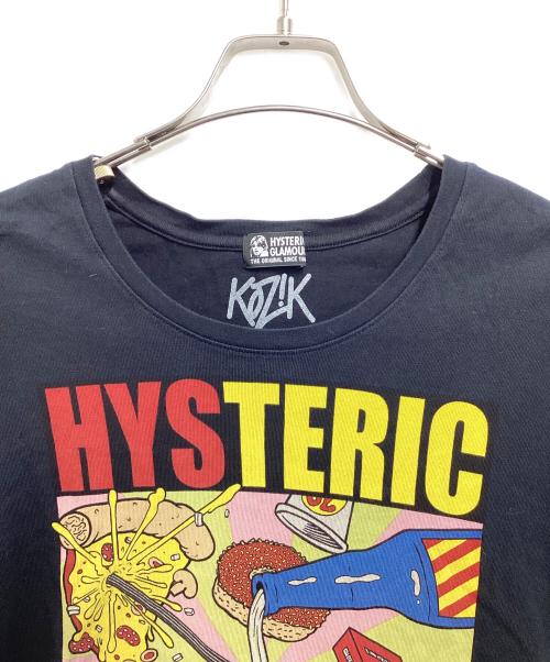 Hysteric Glamour（ヒステリックグラマー）Hysteric Glamour (ヒステリックグラマー) FRANK KOZIK/PIZZA プリント 透し編プルオーバー ブラック サイズ:FREEの古着・服飾アイテム
