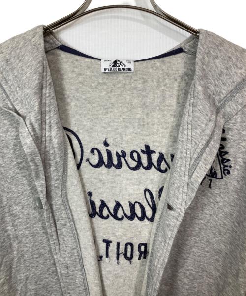 Hysteric Glamour（ヒステリックグラマー）Hysteric Glamour (ヒステリックグラマー) チェーン刺繍 長袖 ロング パーカー グレー サイズ:FREEの古着・服飾アイテム