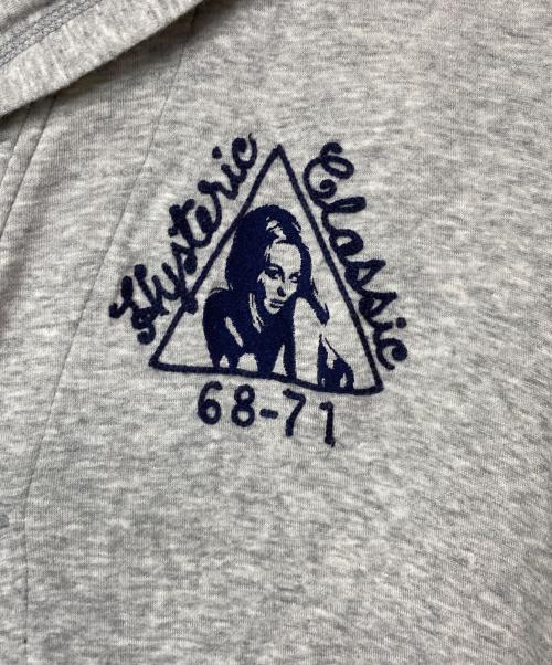 Hysteric Glamour（ヒステリックグラマー）Hysteric Glamour (ヒステリックグラマー) チェーン刺繍 長袖 ロング パーカー グレー サイズ:FREEの古着・服飾アイテム