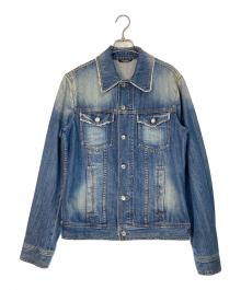 DOLCE & GABBANA（ドルチェ＆ガッバーナ）の古着「ダメージ加工プレートデニムジャケット」｜インディゴ