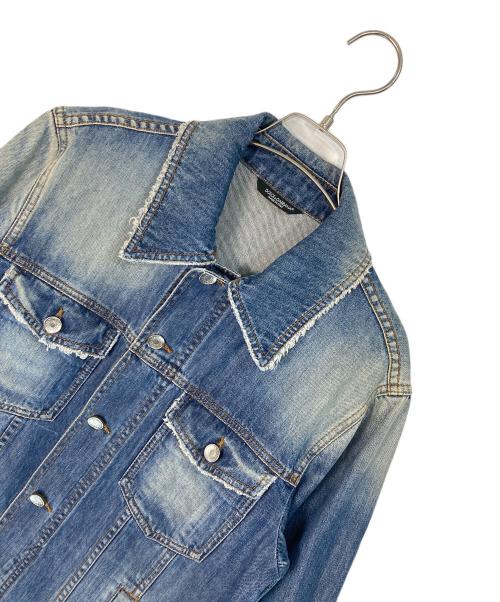 DOLCE & GABBANA（ドルチェ＆ガッバーナ）DOLCE & GABBANA (ドルチェ＆ガッバーナ) ダメージ加工プレートデニムジャケット インディゴ サイズ:48の古着・服飾アイテム