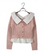 M ME EMEエムミーエメ）の古着「Off the shoulder collar cable knit tops」｜ピンク