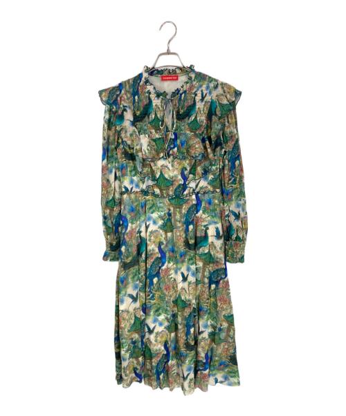 VIVIENNE TAM（ヴィヴィアンタム）VIVIENNE TAM (ヴィヴィアンタム) 孔雀柄パワーネットワンピース グリーン サイズ:38の古着・服飾アイテム