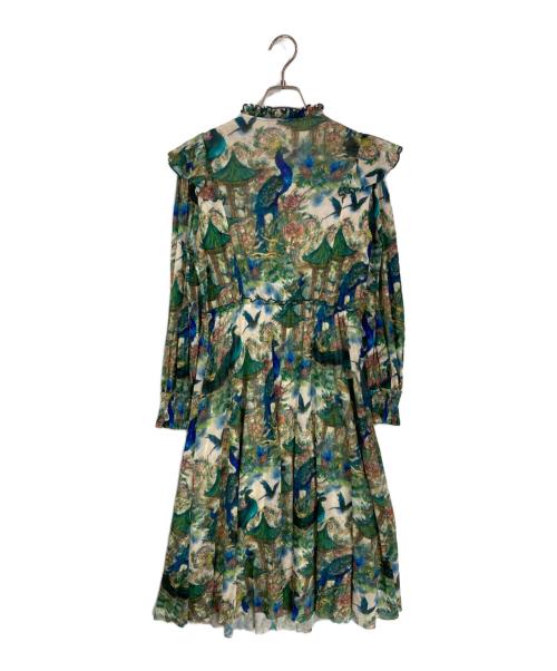 VIVIENNE TAM（ヴィヴィアンタム）VIVIENNE TAM (ヴィヴィアンタム) 孔雀柄パワーネットワンピース グリーン サイズ:38の古着・服飾アイテム