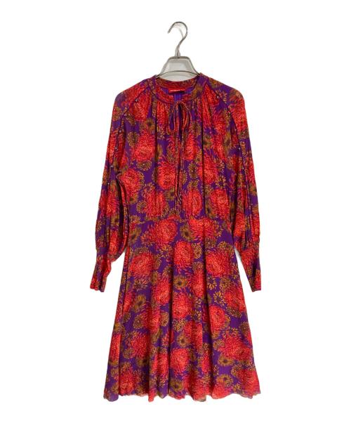 VIVIENNE TAM（ヴィヴィアンタム）VIVIENNE TAM (ヴィヴィアンタム) 菊柄パワーネットワンピース レッド×パープル サイズ:38の古着・服飾アイテム
