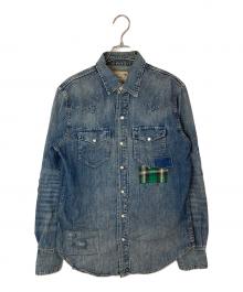 POLO RALPH LAUREN（ポロ・ラルフローレン）の古着「パッチワークウエスタンシャツ」｜ブルー