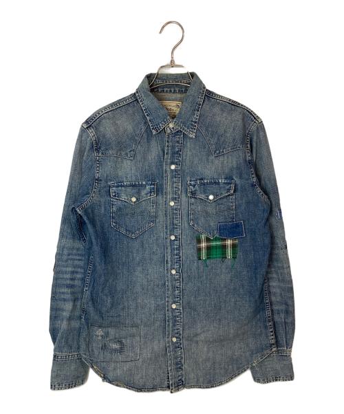 POLO RALPH LAUREN（ポロ・ラルフローレン）POLO RALPH LAUREN (ポロ・ラルフローレン) パッチワークウエスタンシャツ ブルー サイズ:Sの古着・服飾アイテム