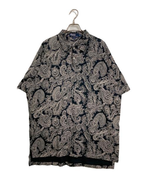 POLO RALPH LAUREN（ポロ・ラルフローレン）POLO RALPH LAUREN (ポロ・ラルフローレン) ペイズリー柄ポロシャツ ブラック サイズ:XLの古着・服飾アイテム