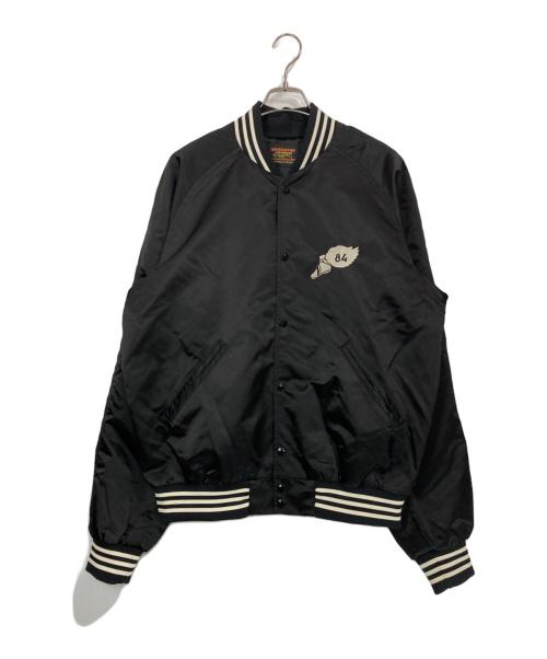 skookum（スクーカム）SKOOKUM (スクーカム) MONKEY TIME (モンキータイム) NYLON SATIN VARSITY JACKET ブラック サイズ:XLの古着・服飾アイテム