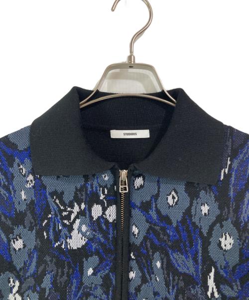 STUDIOUS（ステュディオス）STUDIOUS (ステュディオス) ニット ジャガードジップニットブルゾン ブルー サイズ:1の古着・服飾アイテム