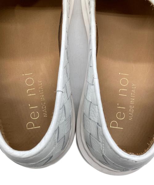 Per noi（ペルノイ）Per noi (ペルノイ) スリッポン ホワイト サイズ:25の古着・服飾アイテム