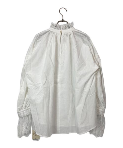 Whim Gazette（ウィムガゼット）Whim Gazette (ウィムガゼット) レースギャザーブラウス ホワイト サイズ:FREE 未使用品の古着・服飾アイテム
