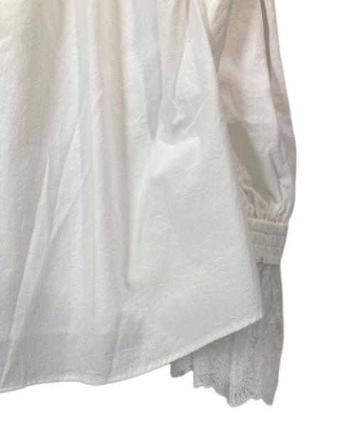 Whim Gazette（ウィムガゼット）Whim Gazette (ウィムガゼット) レースギャザーブラウス ホワイト サイズ:FREE 未使用品の古着・服飾アイテム