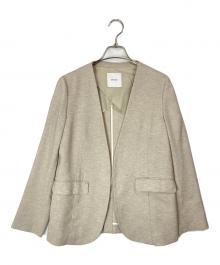 Spick and Span（スピック＆スパン）の古着「リネンノーカラージャケット」｜ベージュ