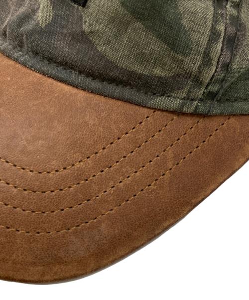 POLO RALPH LAUREN（ポロ・ラルフローレン）POLO RALPH LAUREN (ポロ・ラルフローレン) ラムスキンキャップ グリーン×ブラウンの古着・服飾アイテム