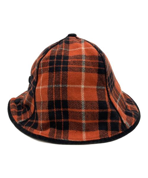 Vivienne Westwood（ヴィヴィアンウエストウッド）Vivienne Westwood (ヴィヴィアンウエストウッド) オーブ刺繍チェックハット オレンジの古着・服飾アイテム