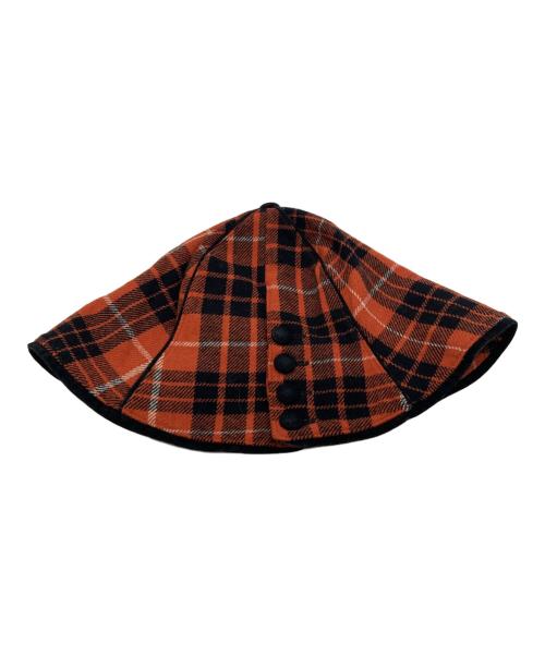 Vivienne Westwood（ヴィヴィアンウエストウッド）Vivienne Westwood (ヴィヴィアンウエストウッド) オーブ刺繍チェックハット オレンジの古着・服飾アイテム