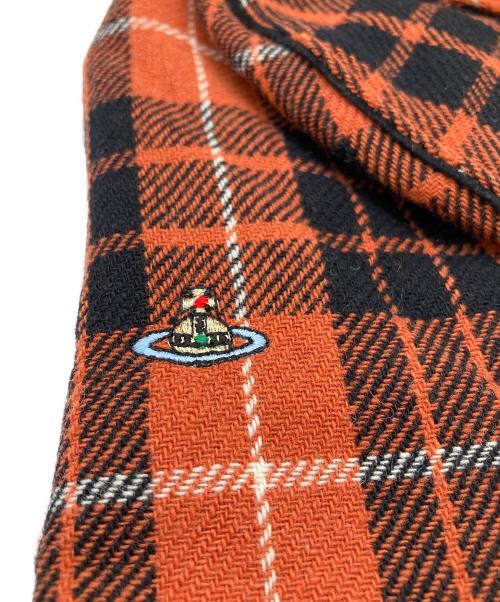 Vivienne Westwood（ヴィヴィアンウエストウッド）Vivienne Westwood (ヴィヴィアンウエストウッド) オーブ刺繍チェックハット オレンジの古着・服飾アイテム