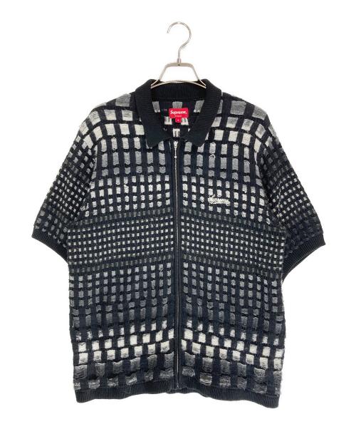 SUPREME（シュプリーム）Supreme (シュプリーム) Gradient Grid Zip Up Polo ブラック サイズ:Sの古着・服飾アイテム