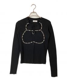 darich（ダーリッチ）の古着「フロントオープンリブニットトップス」｜ブラック