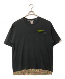 A BATHING APE（アベイシングエイプ）の古着「裾カモレイヤードTシャツ」｜ブラック