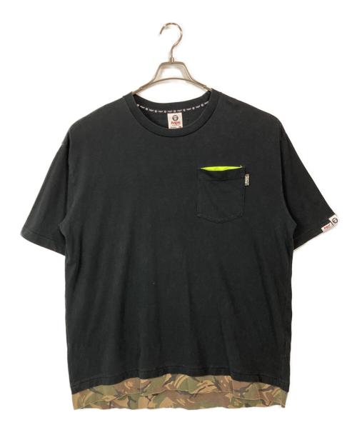 A BATHING APE（アベイシングエイプ）A BATHING APE (アベイシングエイプ) 裾カモレイヤードTシャツ ブラック サイズ:XLの古着・服飾アイテム