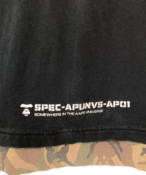 A BATHING APE（アベイシングエイプ）A BATHING APE (アベイシングエイプ) 裾カモレイヤードTシャツ ブラック サイズ:XLの古着・服飾アイテム